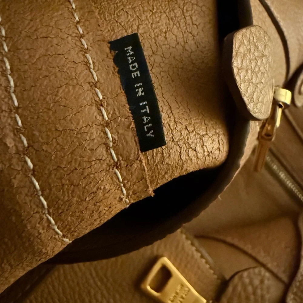 Prada Cognac Leather Tote with Gold Logo - Picture 15 of 16